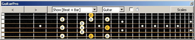 GuitarPro6 6G3G1:6E4E1 C pentatonic major scale 313131 sweep pattern